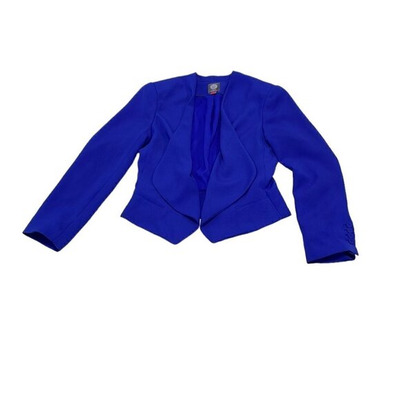 Vince Camuto Blazer Jacket Open Front Drape Cobalt Blue Coat Size 10 Petite 10P - Picture 4 of 15